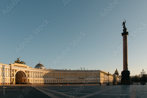 Alexander column on Palace square Saint Petersburg, Russia © myskina6