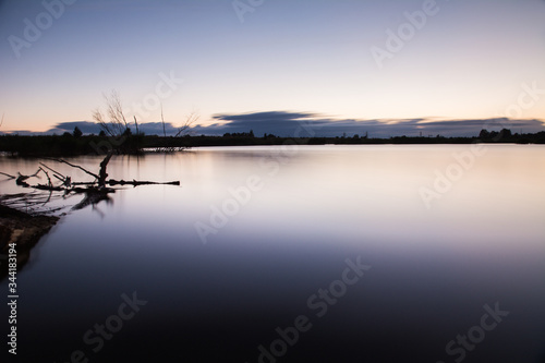Beautiful sunset on the lake natural background  long shutter speed