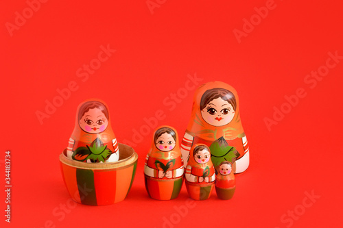 traditional russian nesting dolls. Babushkas or matryoshkas. photo