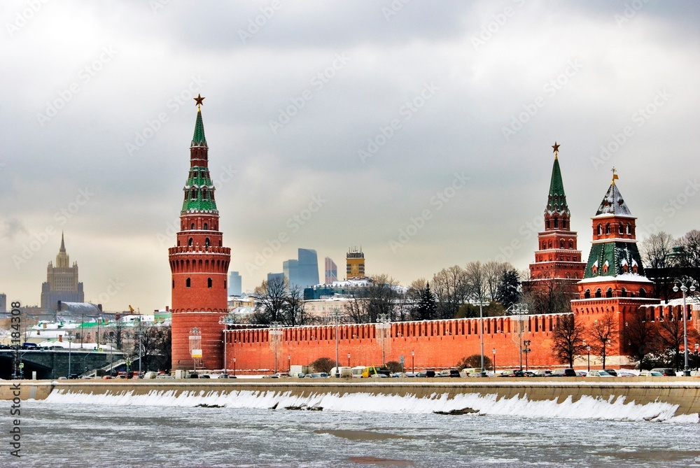 Architecture of Moscow Kremlin, Russia. Popular ladnmark.