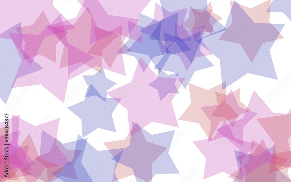 Multicolored translucent stars on a white background. Red tones. 3D illustration Multicolored translucent stars on a white background. Red tones. 3D illustration