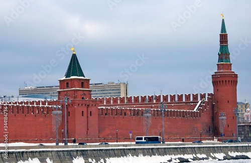 Architecture of Moscow Kremlin, Russia. Popular ladnmark. photo