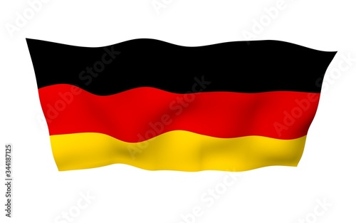 Flag of Germany. Wide format 3D illustration. State symbol of the Federal Republic of Germany. 3D rendering