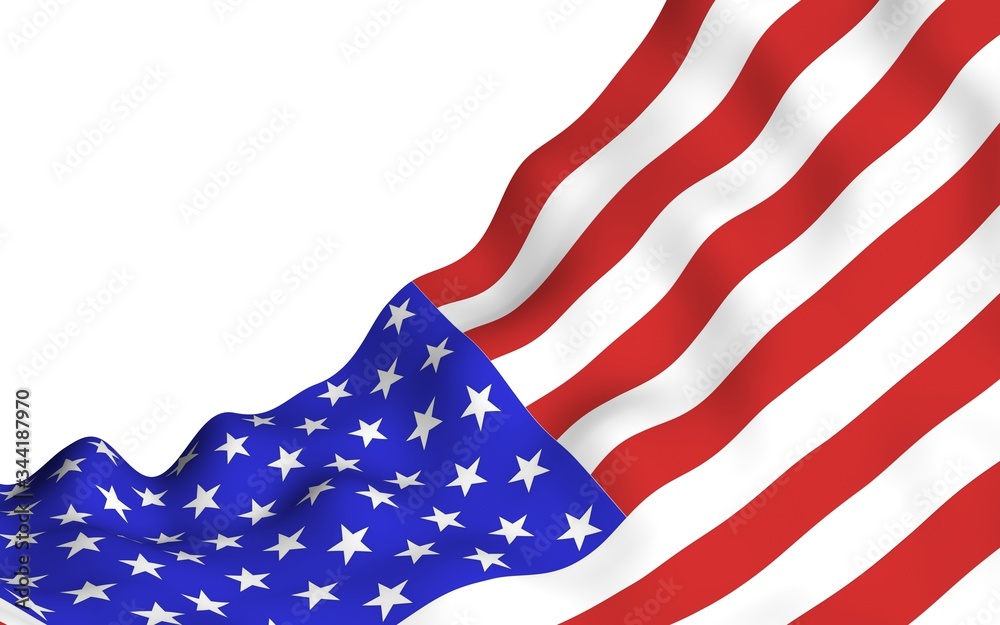 Obraz premium Waving flag of the United States of America. Stars and Stripes. State symbol of the USA. 3D illustration