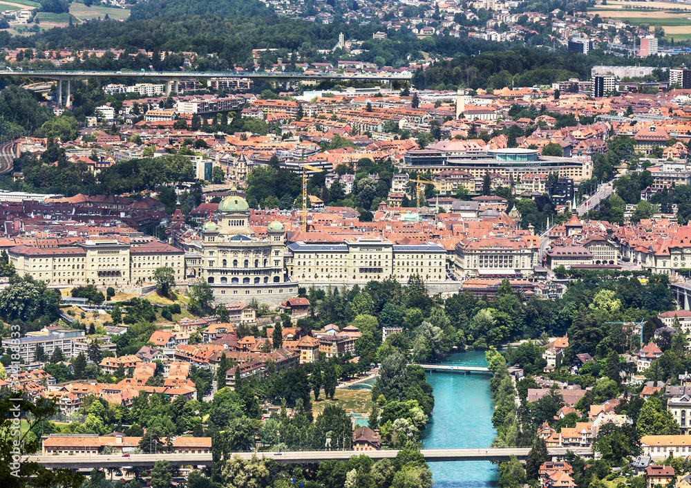 Historic city center of Bern from the air. Switzerland
