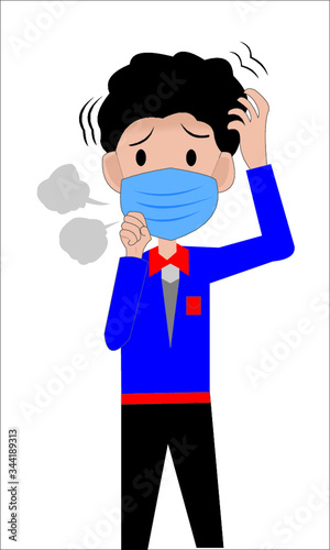 man in a suit corona virus mask photo