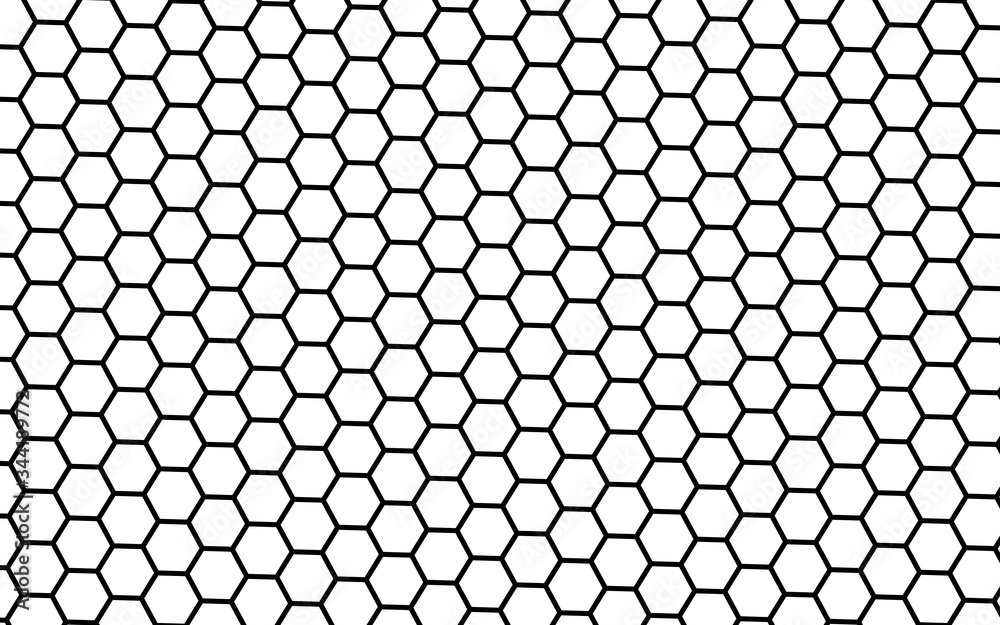 Naklejka premium Black honeycomb on a white background. Perspective view on polygon look like honeycomb. Isometric geometry. 3D illustration