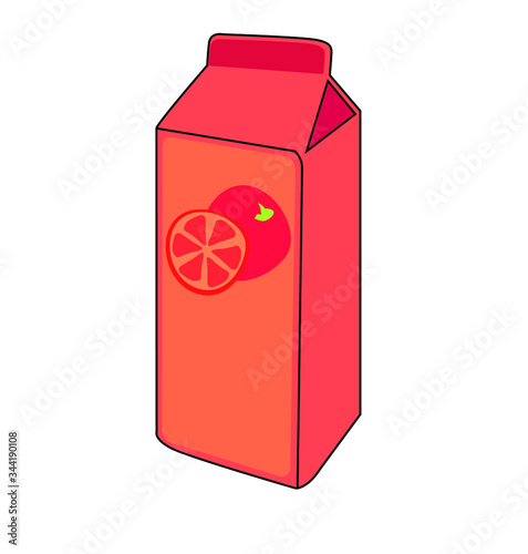 grapefruit juice red orange sweet sugar carton drink box isolated on white background