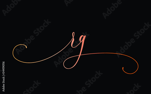 Obraz na płótnie rg or r, g Lowercase Cursive Letter Initial Logo Design, Vector Template