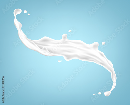 Splash of milk or cream isolated on blue background