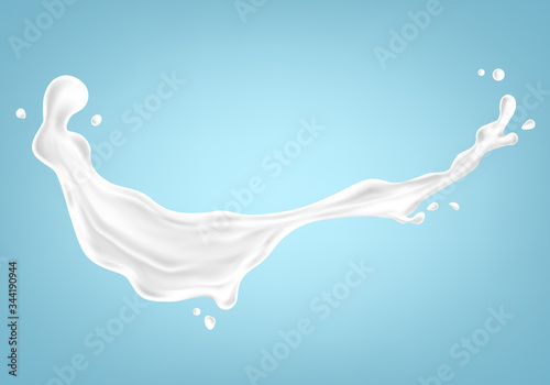Splash of milk or cream isolated on blue background_1
