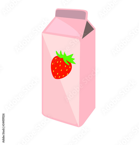 strawberry carton drink box isolated on white background