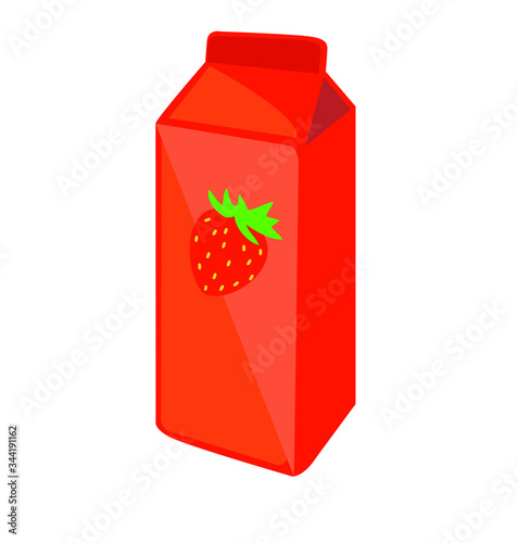 strawberry carton drink box isolated on white background