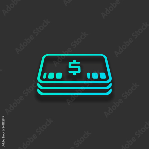 Pack of dollar money or vouchers. Business icon. Colorful logo c
