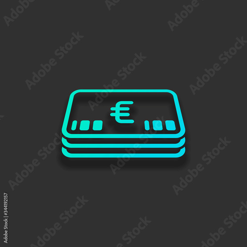 Pack of euro money or vouchers. Business icon. Colorful logo con