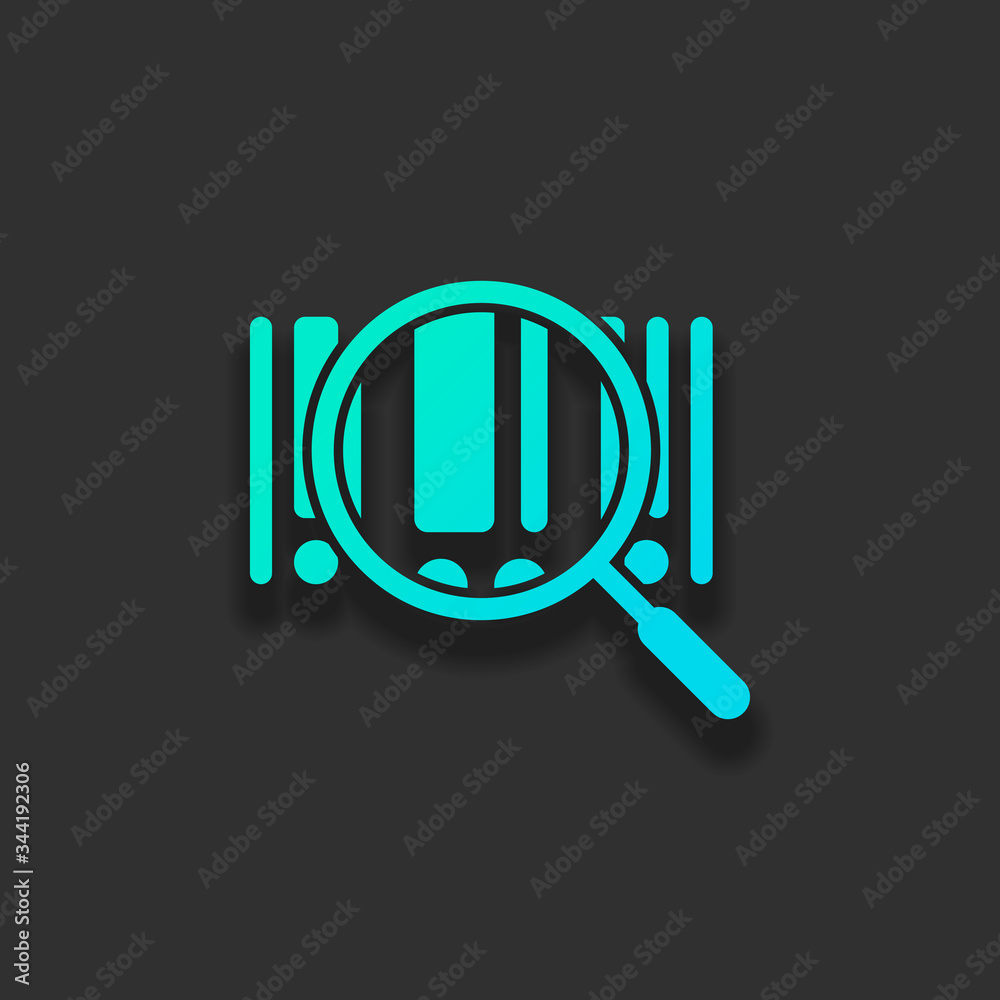 Bar code and magnifying glass. Simple icon. Colorful logo concep Bar code and magnifying glass. Simple icon. Colorful logo concep