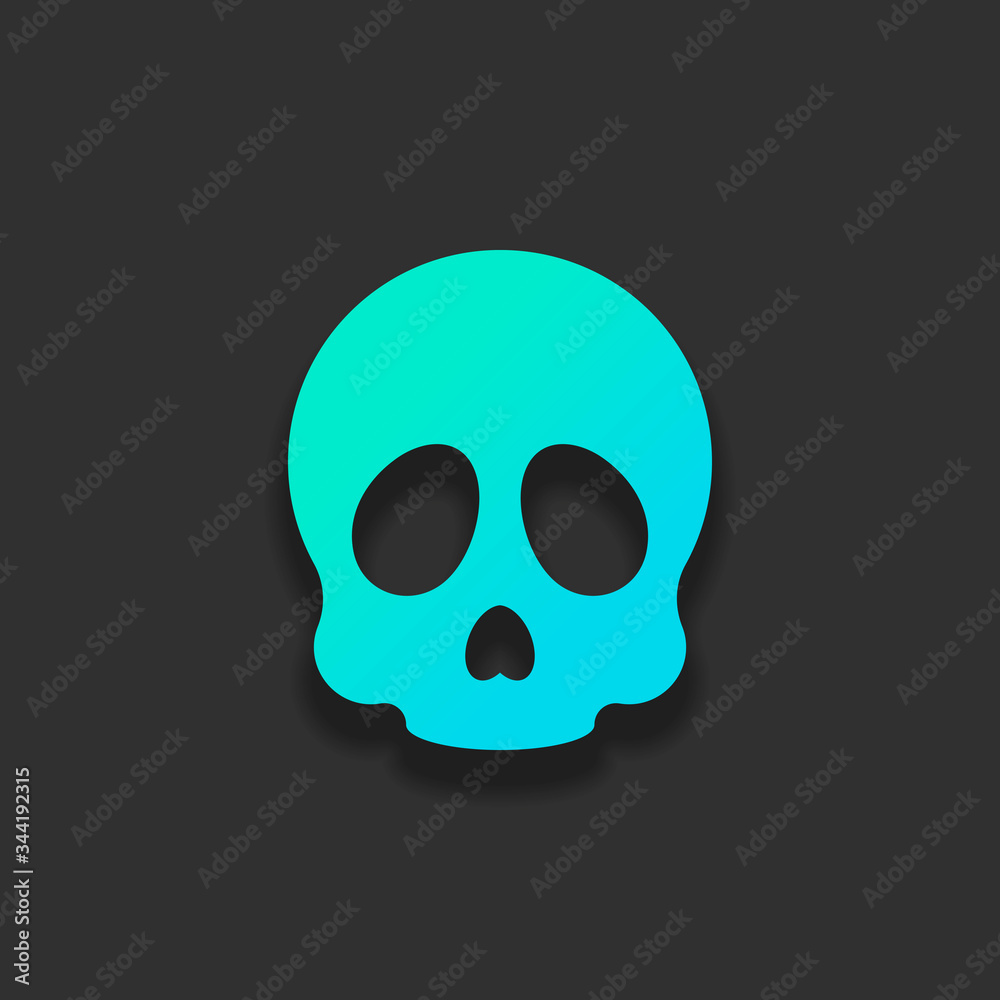 Simple skull icon. Colorful logo concept with soft shadow on dar