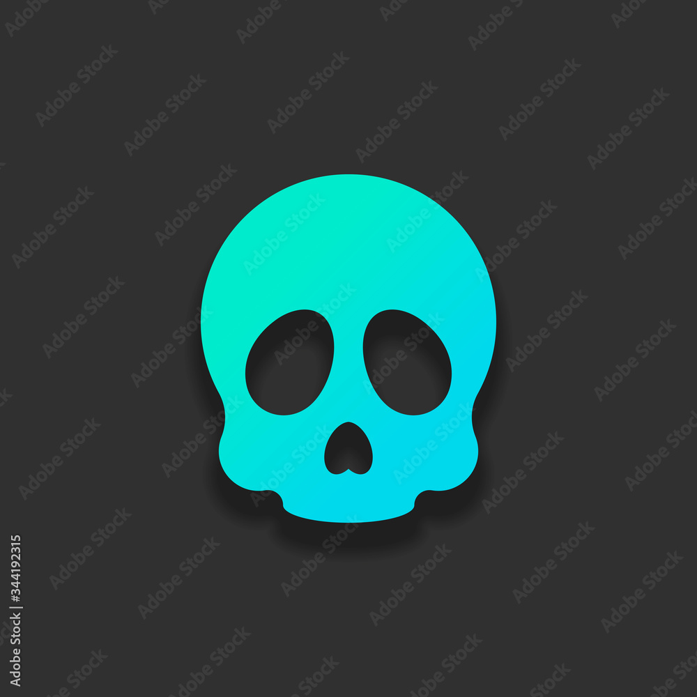 Simple skull icon. Colorful logo concept with soft shadow on dar Simple skull icon. Colorful logo concept with soft shadow on dar