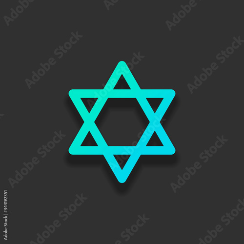 Star of david, simple icon. Colorful logo concept with soft shad