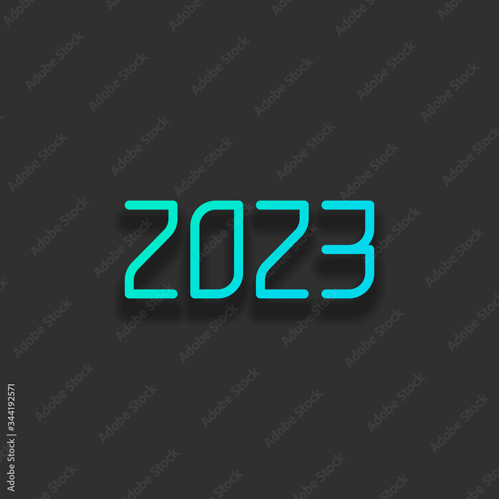 2023 number icon. Happy New Year. Colorful logo concept with sof 2023 number icon. Happy New Year. Colorful logo concept with sof