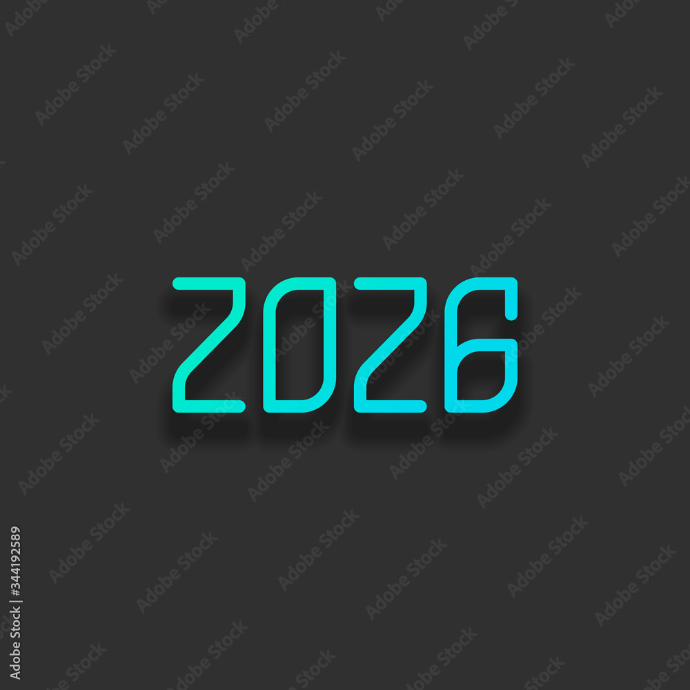 2026 number icon. Happy New Year. Colorful logo concept with sof