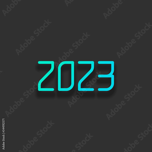 2023 number icon. Happy New Year. Colorful logo concept with sof