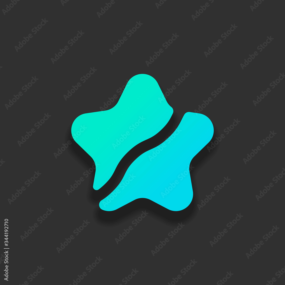 Broken star icon. Canceled rate, not favourite, unlike. Colorful logo concept with soft shadow on dark background. Icon color of azure ocean Broken star icon. Canceled rate, not favourite, unlike. Colorful logo concept with soft shadow on dark background. Icon color of azure ocean