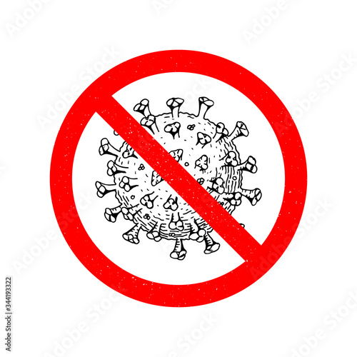 Stop coronavirus sign. Coronavirus danger and public health risk disease and flu outbreak. Self-isolation and lockdown emblem