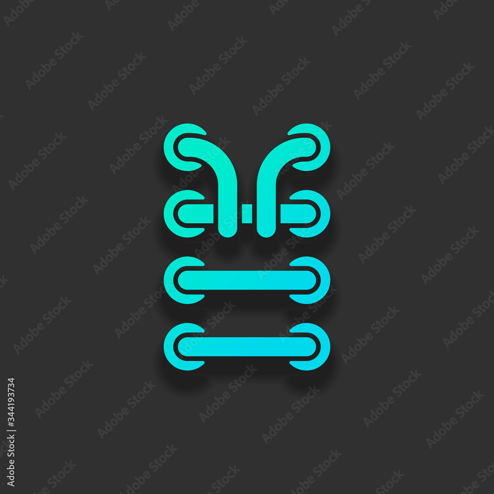 Shoelace of sneaker, simple icon. Colorful logo concept with soft shadow on dark background. Icon color of azure ocean Shoelace of sneaker, simple icon. Colorful logo concept with soft shadow on dark background. Icon color of azure ocean
