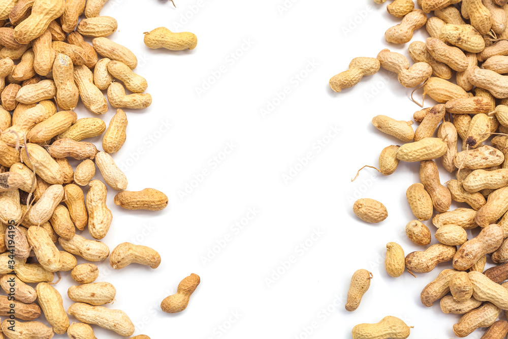 White background with Inshell peanuts White background with Inshell peanuts