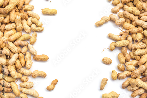 White background with Inshell peanuts