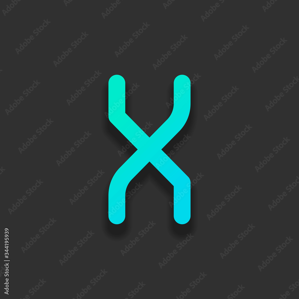 Letter X of alphabet, isolated outline symbol. Colorful logo concept with soft shadow on dark background. Icon color of azure ocean Letter X of alphabet, isolated outline symbol. Colorful logo concept with soft shadow on dark background. Icon color of azure ocean