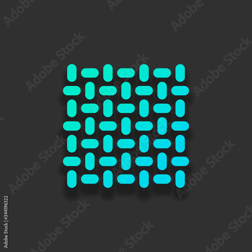 Anti slip floor, metal texture. Colorful logo concept with soft shadow on dark background. Icon color of azure ocean