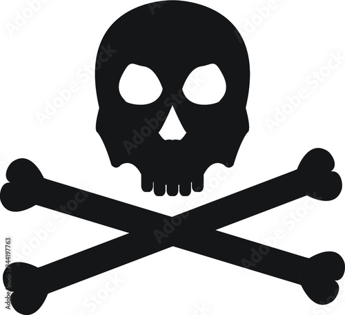 Halloween skull and crossed bones vector icon black
