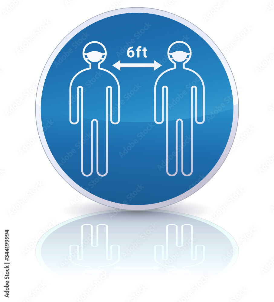 6 feet social distancing and wearing a mask obligation sign (reflection) 6 feet social distancing and wearing a mask obligation sign (reflection)