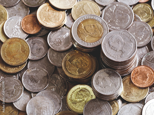 lots of thai coins money for background