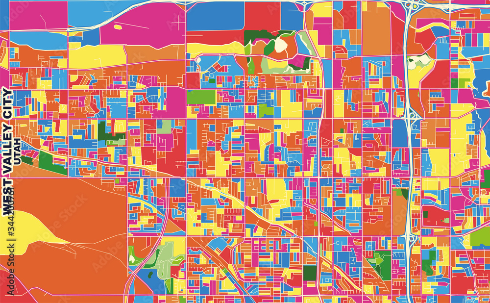 West Valley City, Utah, USA, colorful vector map