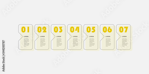 Black and Yellow Modern Style Infographics Design - Set of Minimalist Numbered Geometric Shapes, Row of Labels
