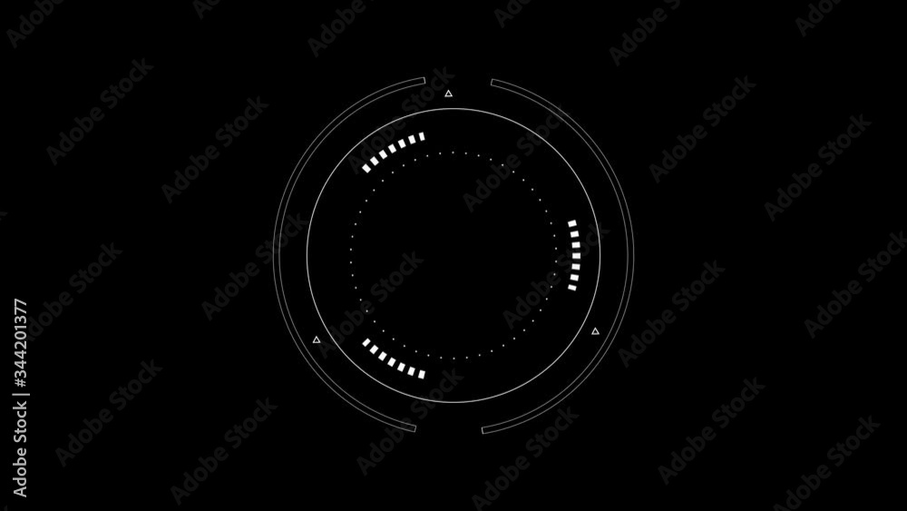 PNG Alpha.Looping 10 sec HUD circle animation. Technological futuristic seamless abstract rotation.High resolution for 3D animated texture.HUD template with transparent alpha channel background.Type 1