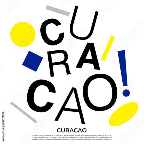 Set of country name with geometric elements : Vector Illustration