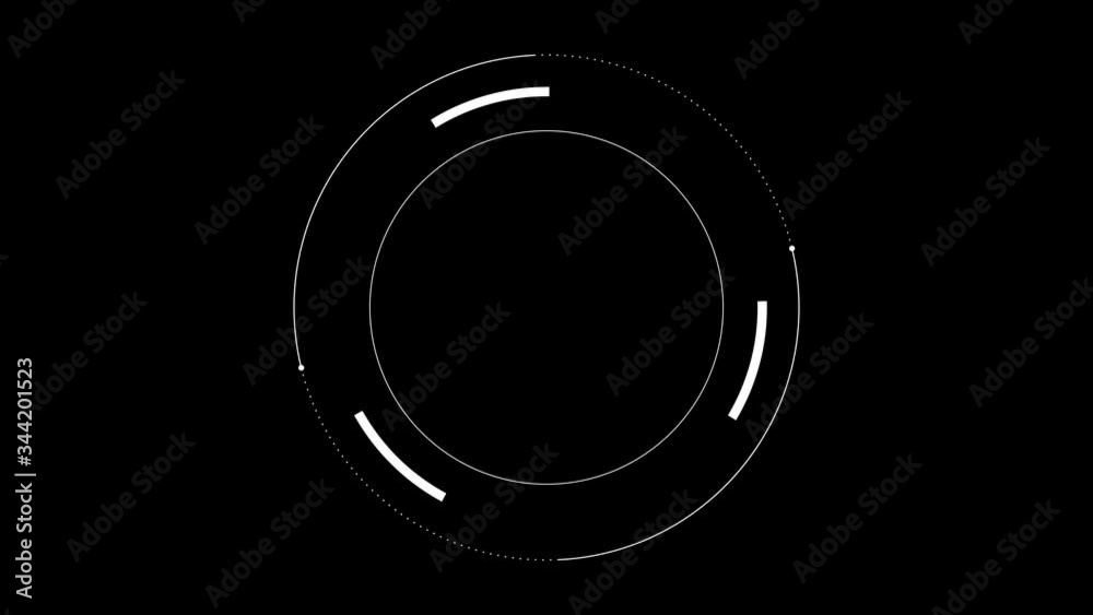 PNG Alpha.Looping 10 sec HUD circle animation. Technological futuristic seamless abstract rotation.High resolution for 3D animated texture.HUD template with transparent alpha channel background.Type 2