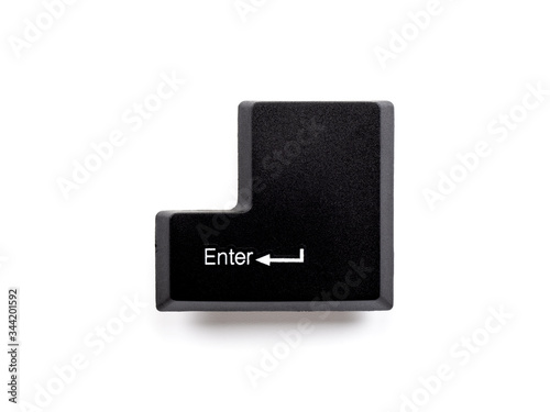 Computer Keyboard enter key isolated on white background with clipping path.