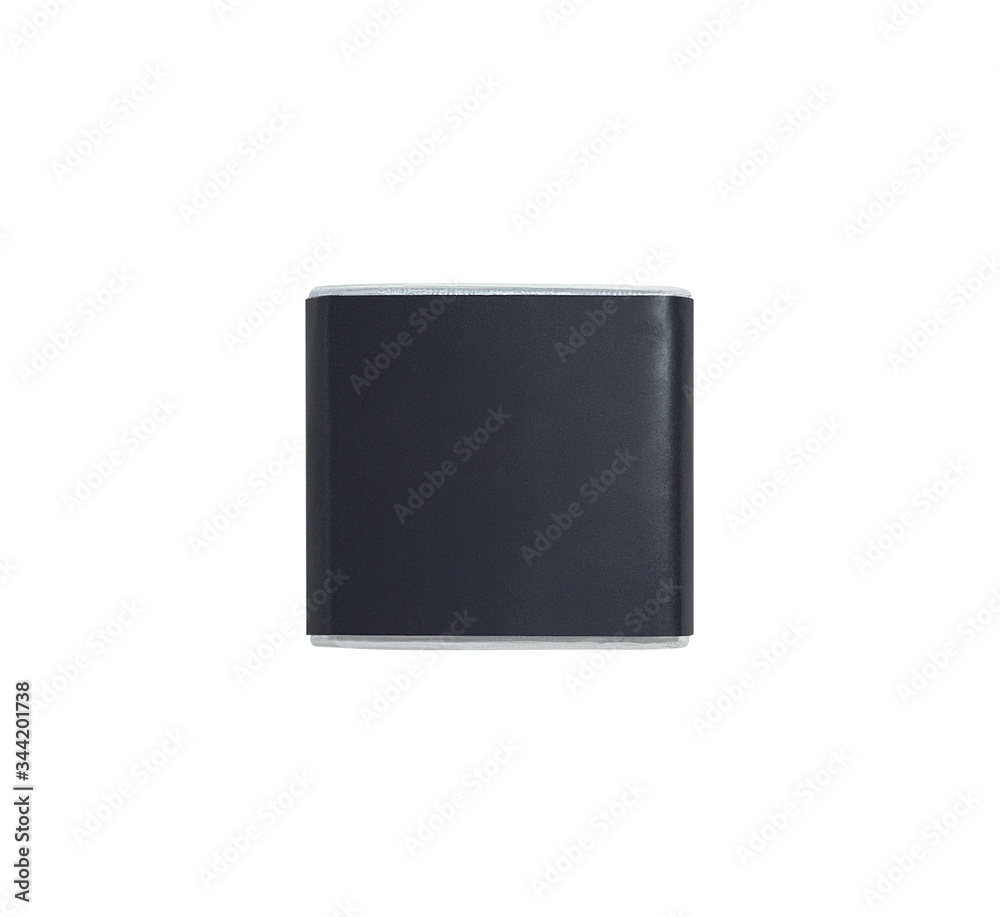 Top view of chocolate sample wrapped in foil and black paper with copy space. Mockup of sweets isolated on white background Top view of chocolate sample wrapped in foil and black paper with copy space. Mockup of sweets isolated on white background