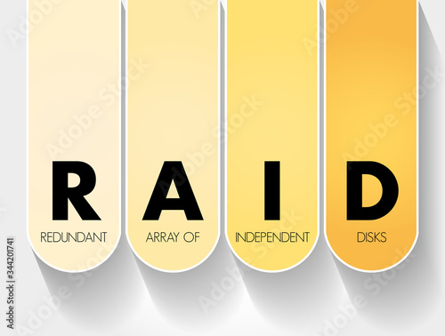 RAID - Redundant Array of Independent Disks acronym, technology concept background