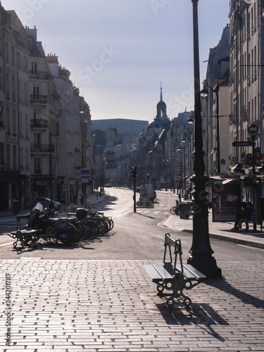 Photography morning view of an empty old street in the famous area of Marais, Paris, France