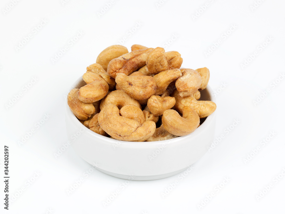 cashew nuts on white background cashew nuts on white background