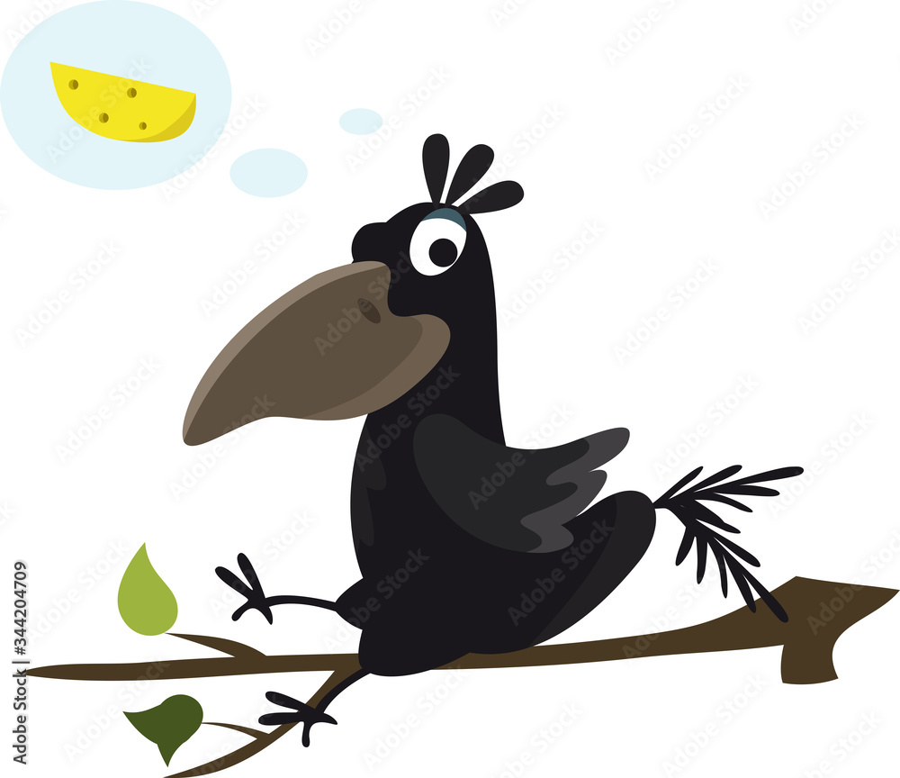 Cute crow with cheese vector image