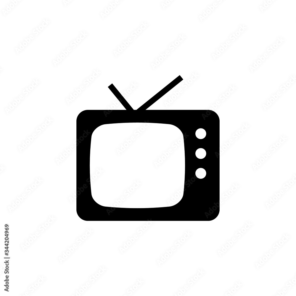 Tv vector icon in black flat shape design isolated on white background Tv vector icon in black flat shape design isolated on white background