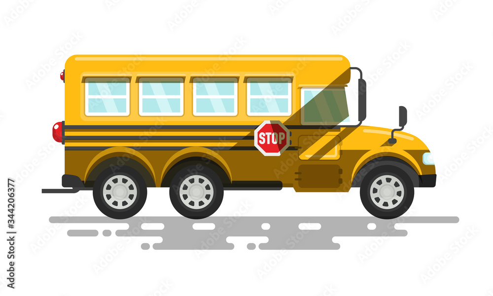 Yellow School Bus Vector Icon Isolated