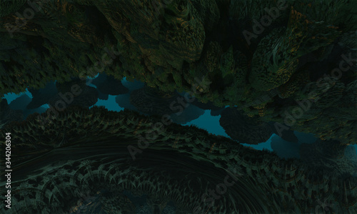 Unique Abstract 3d image of fantastic Underwater reefs, objects.
